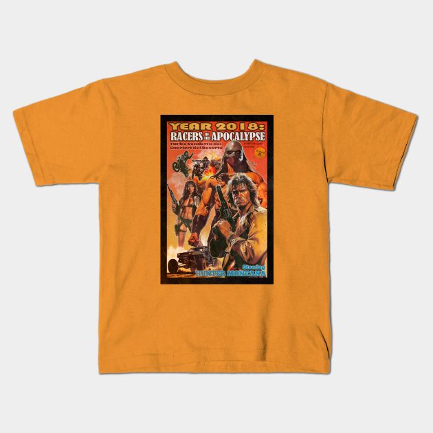 Year 2018: Racers of the apocalypse, Turbo Vendetta retro VHS design Kids T-Shirt by Silurostudio